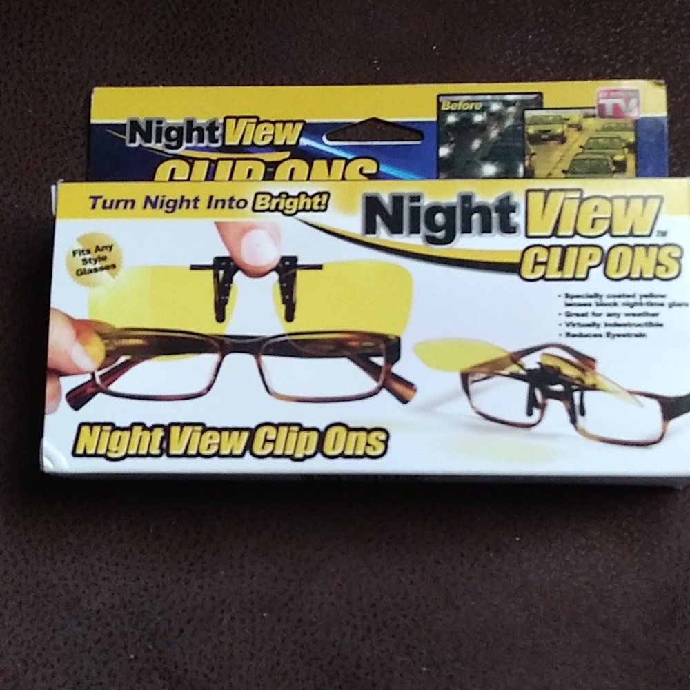 Night view clip on sunglasses. Fits any style glasses.yellow lenses.